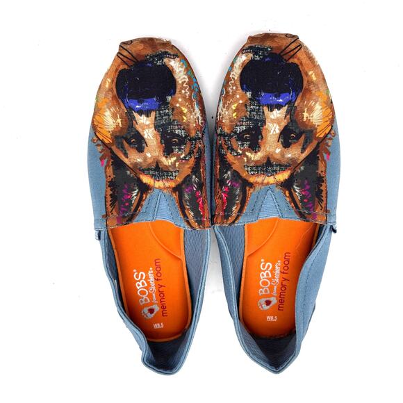 Sketchers Bob's Dogs German Shepard Women's Sz 8.5 Slip on Blue Comfort Walking - Picture 9 of 9